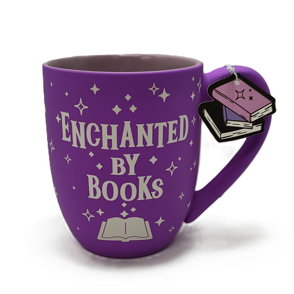 Oliver Essentials Enchanted By Books Purple Mug 18oz Bookworm Reader Coffee Cup